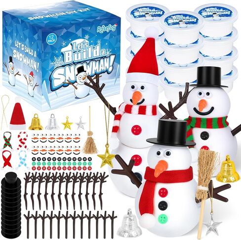 12 Pack Christmas Crafts for Kids, Build a Modeling Clay Snowman Kit, DIY Indoor Christmas Party Favors, Air Dry Clay Art Activity Present for Stocking Stuffers Party Favor Winter Holiday in Saudi Arabia