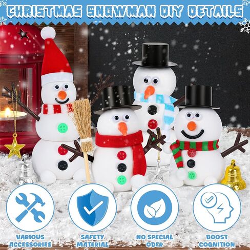 12 Pack Christmas Crafts for Kids, Build a Modeling Clay Snowman Kit, DIY Indoor Christmas Party Favors, Air Dry Clay Art Activity Present for Stocking Stuffers Party Favor Winter Holiday in Saudi Arabia