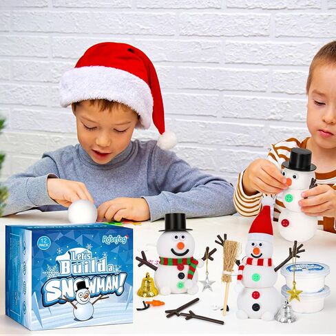 12 Pack Christmas Crafts for Kids, Build a Modeling Clay Snowman Kit, DIY Indoor Christmas Party Favors, Air Dry Clay Art Activity Present for Stocking Stuffers Party Favor Winter Holiday in Saudi Arabia