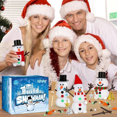 12 Pack Christmas Crafts for Kids, Build a Modeling Clay Snowman Kit, DIY Indoor Christmas Party Favors, Air Dry Clay Art Activity Present for Stocking Stuffers Party Favor Winter Holiday in Saudi Arabia