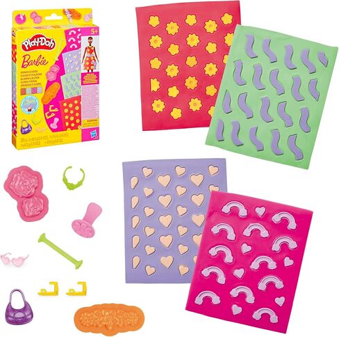 Play-Doh Barbie Sparkles and Gems Accessory Pack, 4 Refill Pattern Sheets of Modeling Compound, 8 Fashion Accessories, Kids Arts and Crafts, Kids, 5+ in Kuwait