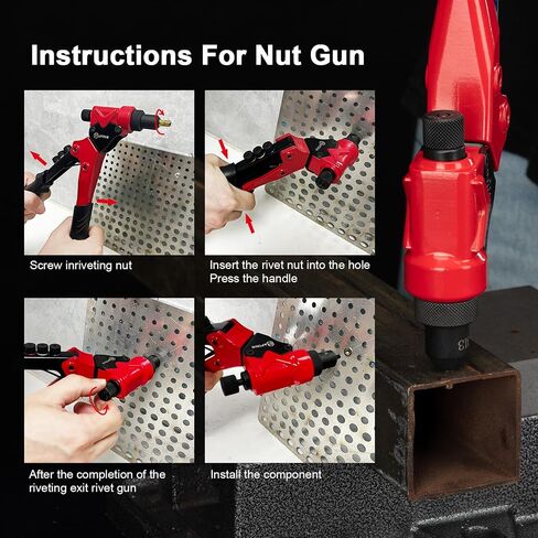 2 in 1 Rivet Nut Tool, Rivet Gun, 360° Swivel Head Multi-Application Tool with 4 Rivet Heads and 8 Metric & SAE Mandrels, Hand Riveter Tool with 80 Rivets and 80 Rivet Nuts, Designed for Tight Space in Saudi Arabia