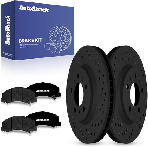 AutoShack Front Brake Rotors Ceramic Brake Pads | Replacement for 2006-2007 Chevrolet Monte Carlo 2006-2013 Impala 2014-2016 Impala Limited 2006-2011 Buick Lucerne 3.5L 3.6L FWD | 6-PC Brake Kit in Saudi Arabia