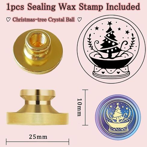 Wax Seal Cat Paw Beads Kit with Stamp, 24 Colors Sealing Wax Pellets with Christmas Tree Crystal Ball Style Brass Stamp for Christmas Invitation Letter Envelope Gift Cards 400Pcs Beads in Saudi Arabia