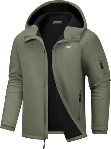 WULFUL Men's Lightweight Softshell Jacket Warm Fleece Lined Windbreaker Waterproof Soft Shell for Outdoor Hiking in Saudi Arabia