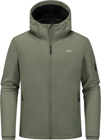 WULFUL Men's Lightweight Softshell Jacket Warm Fleece Lined Windbreaker Waterproof Soft Shell for Outdoor Hiking in Saudi Arabia