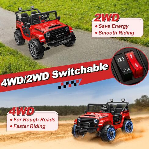 سيارة ركوب 24 فولت XL مع جهاز تحكم عن بعد، سيارة JOYRACER بمقعدين 4WD/2WD قابلة للتحويل للأطفال مع مقعد واسع 20 بوصة، زهرة هدية، عجلات سيارة بقوة 4 × 200 واط، شاحنة كبيرة 24 فولت للأولاد والبنات، وردي in Kuwait