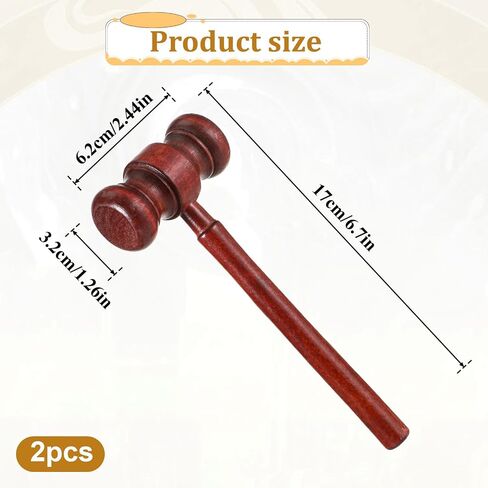 2 Pcs Wood Judge Gavels Brown Handmade Auction Gavels Vintage Wooden Gavel Auction Gavel Costume Accessory Chairmen Props Desk Accessories and Workspace Organizers 17cm/6.7 Inch in Saudi Arabia