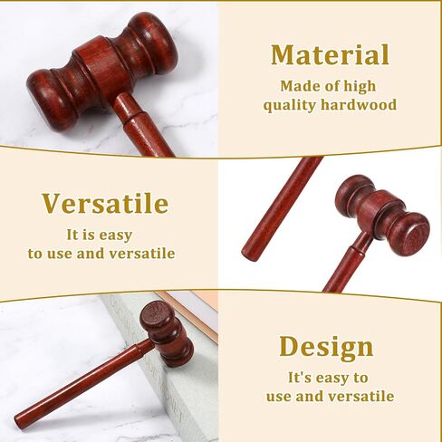 2 Pcs Wood Judge Gavels Brown Handmade Auction Gavels Vintage Wooden Gavel Auction Gavel Costume Accessory Chairmen Props Desk Accessories and Workspace Organizers 17cm/6.7 Inch in Saudi Arabia