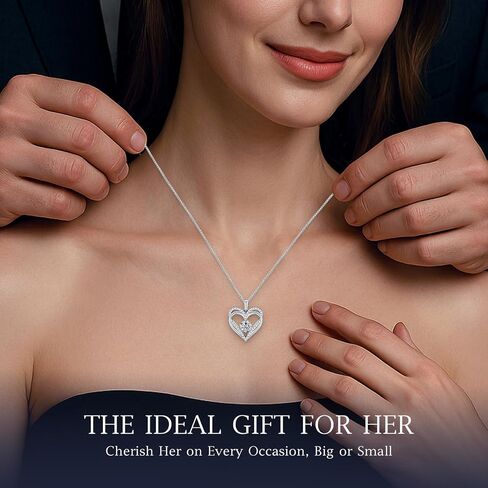 LAVALE Heart Necklace gifts for wife (18K YellowGold-1Carat) in Saudi Arabia