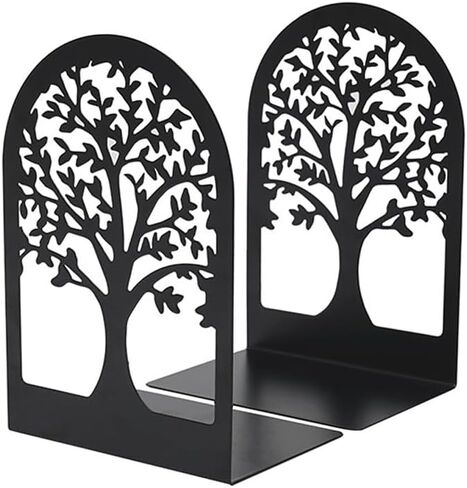 Metal Tree of Life Bookends for Shelves – Black Non-Skid Book Stopper (1 Pair) – Home Decorative Bookends for Heavy Books in Saudi Arabia