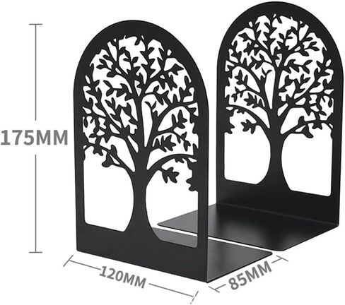 Metal Tree of Life Bookends for Shelves – Black Non-Skid Book Stopper (1 Pair) – Home Decorative Bookends for Heavy Books in Saudi Arabia