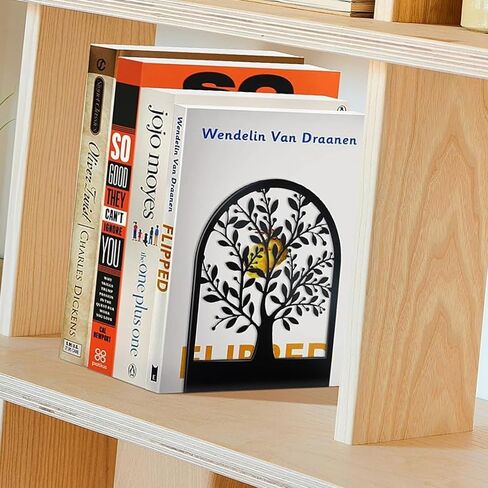 Metal Tree of Life Bookends for Shelves – Black Non-Skid Book Stopper (1 Pair) – Home Decorative Bookends for Heavy Books in Saudi Arabia
