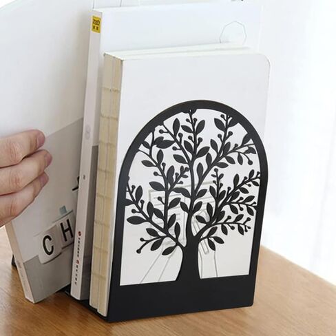 Metal Tree of Life Bookends for Shelves – Black Non-Skid Book Stopper (1 Pair) – Home Decorative Bookends for Heavy Books in Saudi Arabia