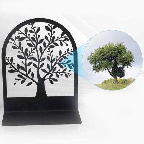 Metal Tree of Life Bookends for Shelves – Black Non-Skid Book Stopper (1 Pair) – Home Decorative Bookends for Heavy Books in Saudi Arabia