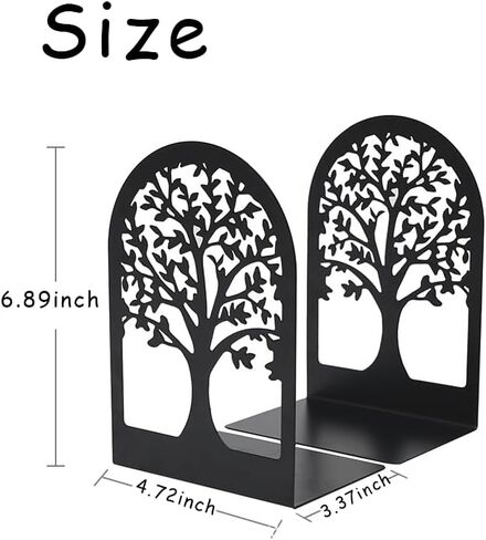 Black Book Ends, Metal Bookends for Shelves Decorative, Tree Stopper for Heavy Books,Ends to Hold Books for Home Office, The Shape of Life Trees（6.5" X 4.7 "X 3.5"） in Saudi Arabia