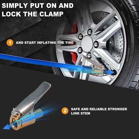 3 Pack Brass Locking Tire Air Chuck with Adapter, Heavy Duty Universal Locking Air Chuck, Solid Brass Air Chuck Suitable for Tire Inflation Hose in Saudi Arabia