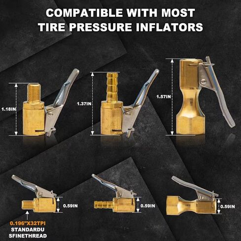 3 Pack Brass Locking Tire Air Chuck with Adapter, Heavy Duty Universal Locking Air Chuck, Solid Brass Air Chuck Suitable for Tire Inflation Hose in Saudi Arabia