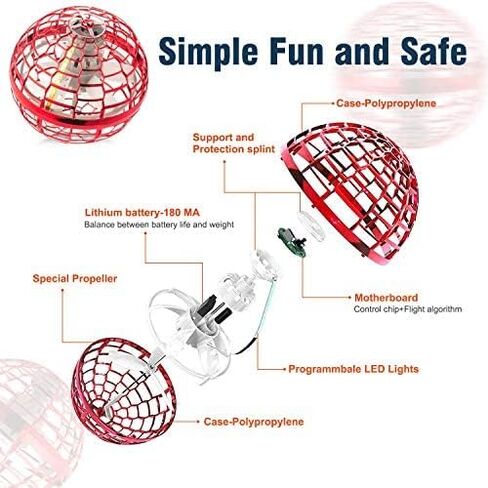 لعبة كرة Hoofun Flying Orb Ball، 2025 Magic Hover Ball Boomerang، دوران 360 درجة للكرة الأرضية الكونية، طائرة بدون طيار صغيرة يتم التحكم فيها يدويًا مع أضواء LED، ألعاب رائعة هدية للأولاد والبنات من سن 6 إلى 12 عامًا، أزرق in Kuwait