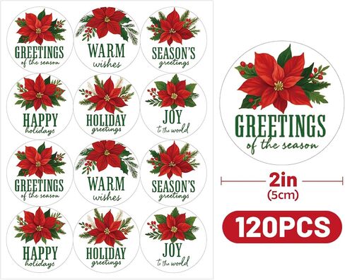 jijAcraft 120Pcs Christmas Gift Stickers - Vintage Happy Holiday Sticker, 2Inch Merry Christmas Stickers, Holiday Envelope Seal for Gift Wrapping, Cookie Bags, Party Favors, Xmas Party Supplies in Saudi Arabia
