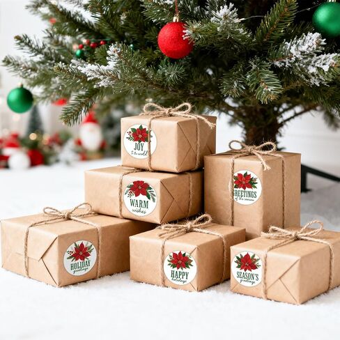 jijAcraft 120Pcs Christmas Gift Stickers - Vintage Happy Holiday Sticker, 2Inch Merry Christmas Stickers, Holiday Envelope Seal for Gift Wrapping, Cookie Bags, Party Favors, Xmas Party Supplies in Saudi Arabia