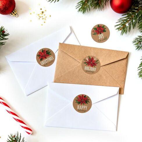 jijAcraft 120Pcs Christmas Gift Stickers - Vintage Happy Holiday Sticker, 2Inch Merry Christmas Stickers, Holiday Envelope Seal for Gift Wrapping, Cookie Bags, Party Favors, Xmas Party Supplies in Saudi Arabia