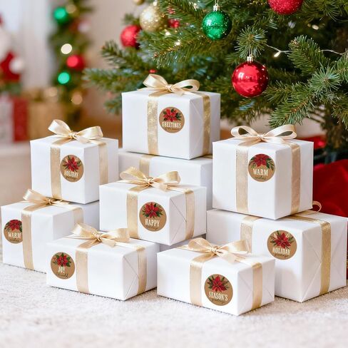 jijAcraft 120Pcs Christmas Gift Stickers - Vintage Happy Holiday Sticker, 2Inch Merry Christmas Stickers, Holiday Envelope Seal for Gift Wrapping, Cookie Bags, Party Favors, Xmas Party Supplies in Saudi Arabia