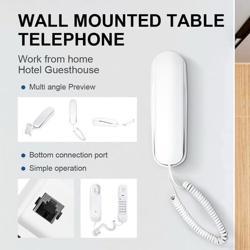 نغمة رنين بحجم قابل للتعديل OF-990 هاتف Slimline هاتف سلكي أساسي قابل للتثبيت على الحائط لا يتطلب طاقة تيار متردد، هاتف منزلي سلكي in Saudi Arabia
