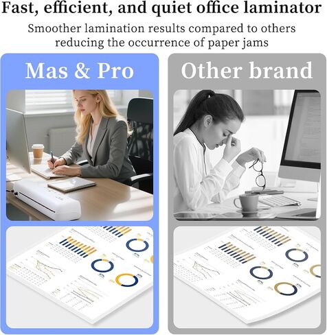 Mas & Pro 9 Inch Thermal Laminator, Personal Laminating Machine for A4/Letter/Photo, Hot & Cold with 40 Pouches, 2-Roller, Anti-Jam, Fast Warm-Up for Home Office School, White in Saudi Arabia