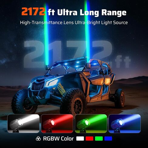 Ehaho Whipless LED Whip Light, RGBW Dual Color Mixing Alien Lights, with Rocker Switch & Remote Control Whip Light for Side by Side, Alien Lights for SXS UTV RZR Can-Am Maverick X3 Kawasaki Polaris in Saudi Arabia
