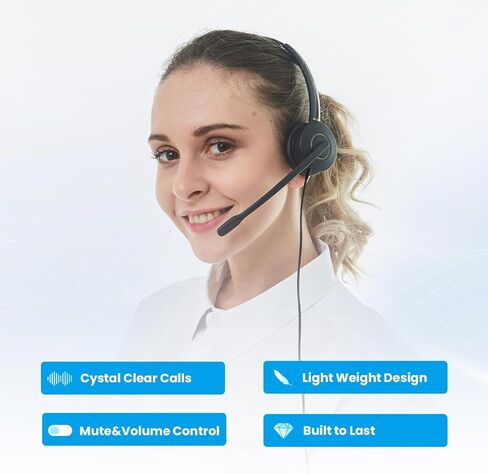 سماعة راس يو اس بي من كول سنتر مع ميكروفون بكلتا الأذنين يو سي للكمبيوتر - ميكروفون بخاصية الغاء الضوضاء وكتم صوت فرق الكمبيوتر وسكايب للاعمال in Kuwait