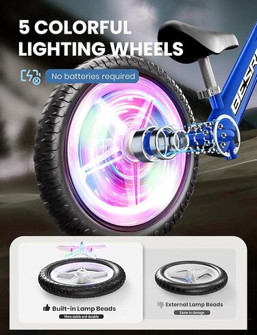 besrey Toddler Balance Bike 2 Year Old, All-Metal Frame | 12" Motion-Activated Lighting Wheels | All-Terrain | Kids Bike with Padded Adjustable Seat | Gift Bike for Boys Girls 2 3 4 5 Years Old in Saudi Arabia
