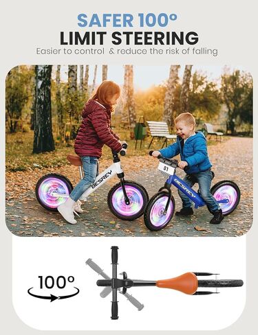 besrey Toddler Balance Bike 2 Year Old, All-Metal Frame | 12" Motion-Activated Lighting Wheels | All-Terrain | Kids Bike with Padded Adjustable Seat | Gift Bike for Boys Girls 2 3 4 5 Years Old in Saudi Arabia