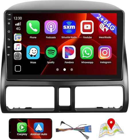 Roinvou Android Car Stereo لـ 2002-2006 Honda CR-V، راديو سيارة CarPlay لاسلكي مدمج مع Android Auto، شاشة لمس 9 بوصات في لوحة القيادة GPS ودعم مرآة Link BT FM WiFi AHD رؤية خلفية SWC in Saudi Arabia
