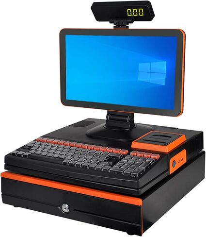 Cash Register with Pos System, All-in-One Smart Cash Register for Small Businesses, with 15.6" Touch Screen Monitor, Dual-core I5 CPU, Cash Drawer, 58mm Printer, Barcode Scanner B in Saudi Arabia