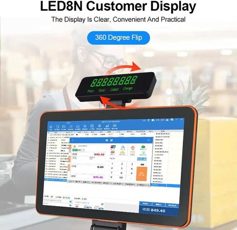 Cash Register with Pos System, All-in-One Smart Cash Register for Small Businesses, with 15.6" Touch Screen Monitor, Dual-core I5 CPU, Cash Drawer, 58mm Printer, Barcode Scanner B in Saudi Arabia