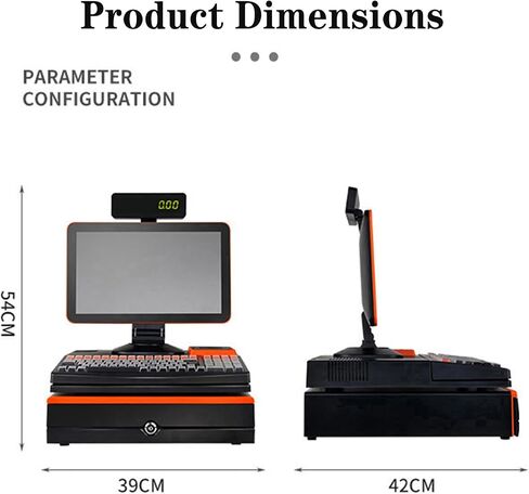 Cash Register with Pos System, All-in-One Smart Cash Register for Small Businesses, with 15.6" Touch Screen Monitor, Dual-core I5 CPU, Cash Drawer, 58mm Printer, Barcode Scanner B in Saudi Arabia