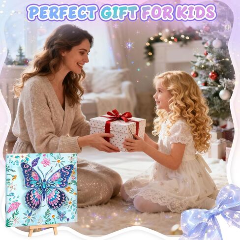 Arts and Crafts for Kids Ages 8-12, Diamond Art Kits for Kids, Birthday Gifts for 6 7 8 9 10 11 12 Years Old Girl, Gem Art Butterfly Kit for Teen Girl, DIY Crafts Toy with Frame for Room Decor (Blue) in Saudi Arabia