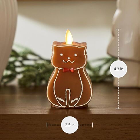 Luminara Flameless Candle Gingerbread Figural (2.3" x 4.3") Moving Flame LED Candle, Real Unscented Wax (Gingerbread Dog) in Saudi Arabia