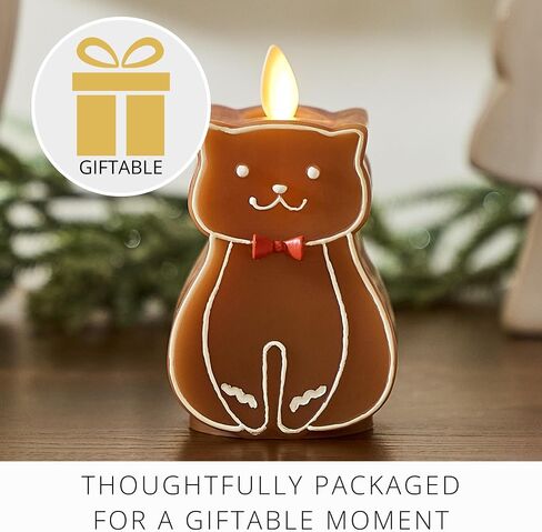 Luminara Flameless Candle Gingerbread Figural (2.3" x 4.3") Moving Flame LED Candle, Real Unscented Wax (Gingerbread Dog) in Saudi Arabia