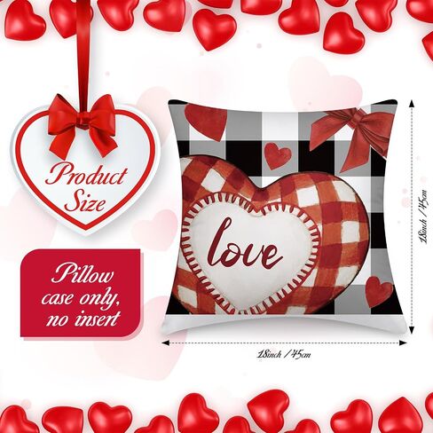 Preboun Set of 12 Valentine's Day St. Patrick's Day Easter Pillow Covers 18 x 18 Inch Love Heart Clovers Bunny Eggs Cushion Case Home Buffalo Plaid Pillow Case for Holiday Happy Home Decor (Lovely) in Saudi Arabia