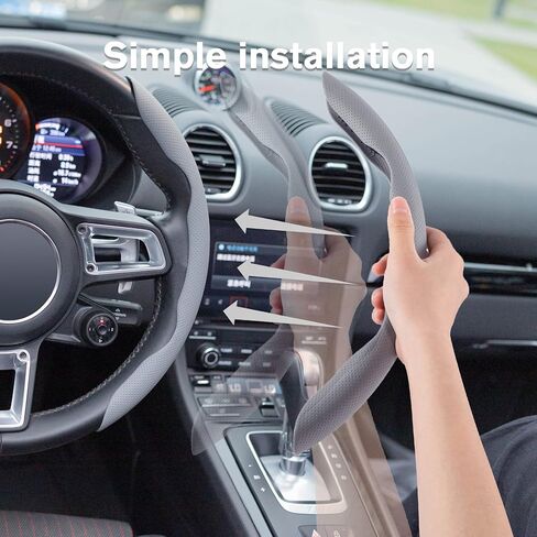 Amiss Car Nappa Leather Steering Wheel Cover, Segmented Steering Wheel Protector, Universal 99% Car Wheel Cover Protector (Pink) in Kuwait