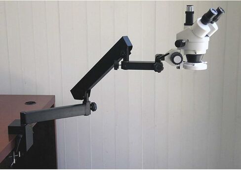 AmScope SM-6TZ-54S-M Digital Professional Trinocular Stereo Zoom Microscope, WH10x Eyepieces, 3.5X-90X Magnification, 0.7X-4.5X Zoom Objective, 54-Bulb LED Light, Clamping Articulating Arm Stand, 110V-240V, Includes 0.5X and 2.0X Barlow Lenses and 1.3MP C in Saudi Arabia