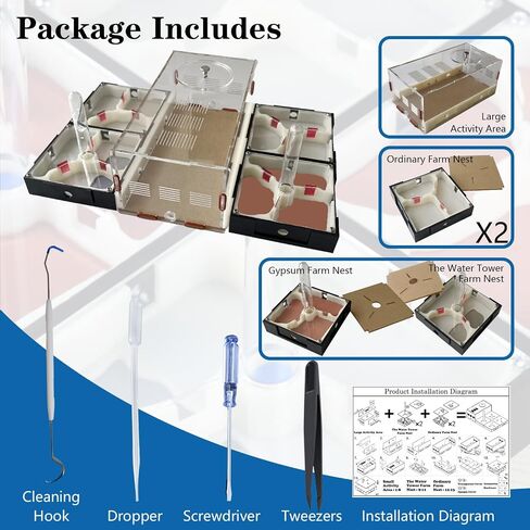 Ant Farm Nest Science DIY Terrarium Kit Care for Live Ants Ant Habitat with Water Tower Nurturing Room and Comprehensive Observation-Set 5 in Saudi Arabia