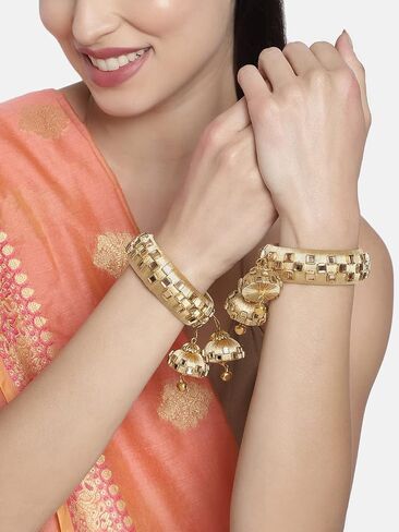 Aheli Blue Indian Traditional Kada Bangle Bracelet with 2 Hangings Wedding Engagement Jewelry Gift for Women in Saudi Arabia
