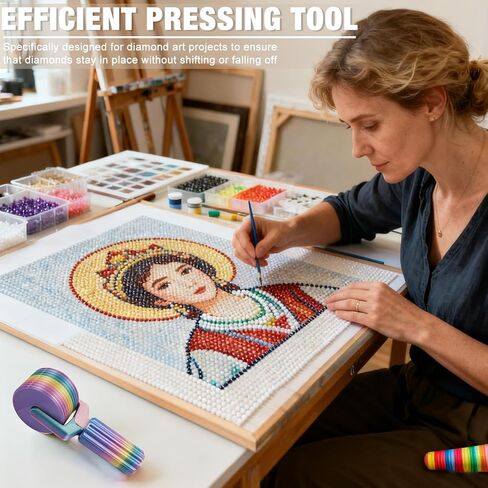 Diamond Art Roller, Essential DIY Craft Tool for Rhinestone Embroidery, Easy-Grip Hand Roller, Detachable Diamond Painting Tools, for Kid Adult DIY Full Drill Partial Drill (Macarons) in Kuwait