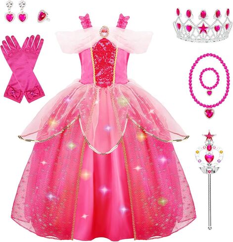 Meland Princess Dresses for Girls - Light Up Princess Dress Up for 3-10 Year Old, Costume for Girls Halloween Birthday in Saudi Arabia