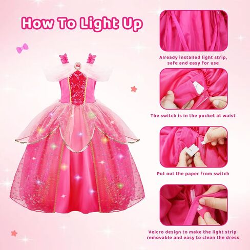 Meland Princess Dresses for Girls - Light Up Princess Dress Up for 3-10 Year Old, Costume for Girls Halloween Birthday in Saudi Arabia