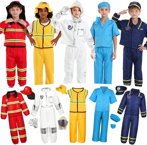 Toddler Dress Up Clothes Kids Boys Costumes for Play 5 Sets Includes Astronaut Doctor Firefighter Construction Police Kids Toddlers Boys Halloween Costumes Birthday Gifts for Age 3 4 5 Year Old in Saudi Arabia