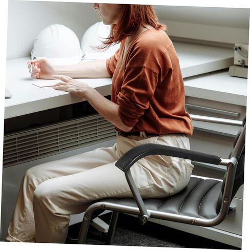 Office Chair Armrest Replacement Pads Black Plastic Arm Covers with Round Tube Design for Comfortable Support Easy to Install Armrest Cushions for Computer and Office Chairs in Saudi Arabia